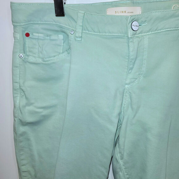 SLINK Jeans Crop Skinny Womens Sz 16 Plus Mint Green Distressed Stretch Ankle - Picture 7 of 15